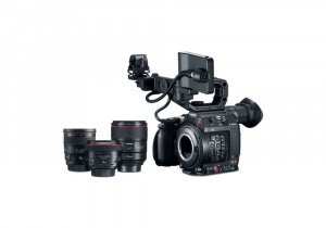 Corpo de câmera de cinema Canon EOS C200 usado com kit de lente tripla Prime (4K Super 35, montagem EF)