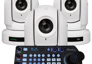 Kit Caméra PTZ BirdDog Eyes P400 4K NDI d'occasion 3x Blanc avec Clavier PTZ GRATUIT