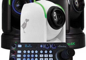 Gebruikte BirdDog P4K 4K 10-Bit Full NDI PTZ Camera Kit 2x Zwart 1x Wit met GRATIS PTZ Toetsenbord