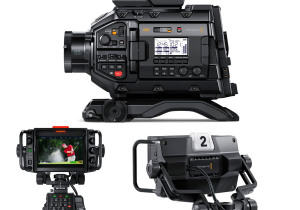 Kit de studio de diffusion Blackmagic Design URSA d'occasion avec viseur de studio et convertisseur de fibre de caméra