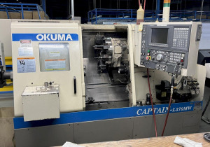 Used Okuma Captain L-370Mw CNC Turning Center With Live Tool Turret And Sub Spindle