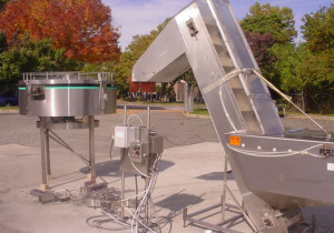 Alimentatore centrifugo Hoppmann Ft-50 usato con elevatore inclinato, Ss