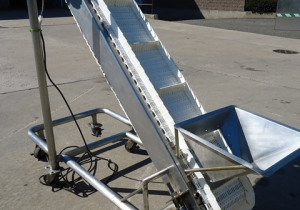 Used Stainless Inclined Cleated Conveyor/Feeder, 9 In. Wide Belt