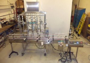 Used Inline Filling System Six Head Time/Gravity Auto Straight Line Filling Machine