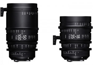 Conjunto de lentes de cinema Sigma 18-35 mm/50-100 mm T2 de alta velocidade com zoom PL