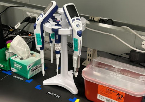 Pipettes (4 Units), Pipet Stand And Biohazardous Sharps Box