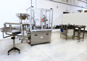 TECNO FLUSS MOD. MRT-10 - Cream filling and capping line with labeler used