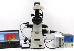 Nikon Eclipse TI-E gemotoriseerde microscoop met omgekeerde fluorescentie