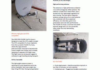 SNG Ku-Band fly-away uplink Satellite dish. High gain, size 1,5 meter, easy to setup and deploy.