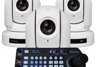 Used BirdDog Eyes P400 4K NDI PTZ Camera Kit 3x White with FREE PTZ Keyboard