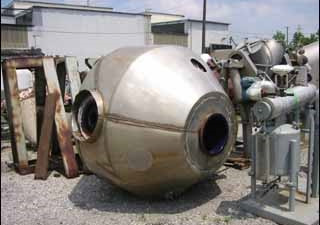 Used 107 Cu Ft Dedietrich Glass Lined Double Cone Dryer Shell