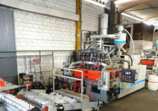 Rebuilt Uniloy 350-R2 6 Head Reciprocating Screw Intermittent Extrusion Blow Molding System