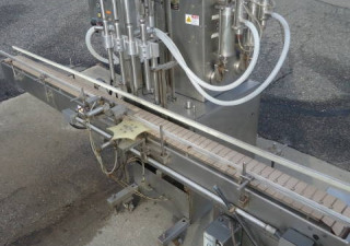 Used National Instrument “Filamatic”” Four Piston Filler With Conveyor, 32 Oz. Pistons