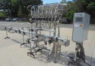 Used Fluid Packaging Solutions 10 Spout Ss Gravity Liquid Filler, “Bottom Up” Fill