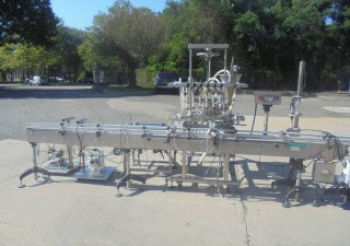 Used Inline Filling Systems “Servo” Six Nozzle Auto Positive Displacement Pump Style Filling Line