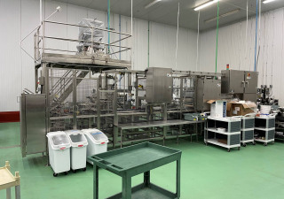 Used Osgood Dual Lane Tray/Cup Filling And Sealing Machine, Gas Flush