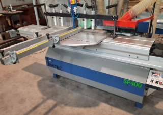 Used IMATEC SP400 squaring and milling machine for funeral coffins with tilting blade.